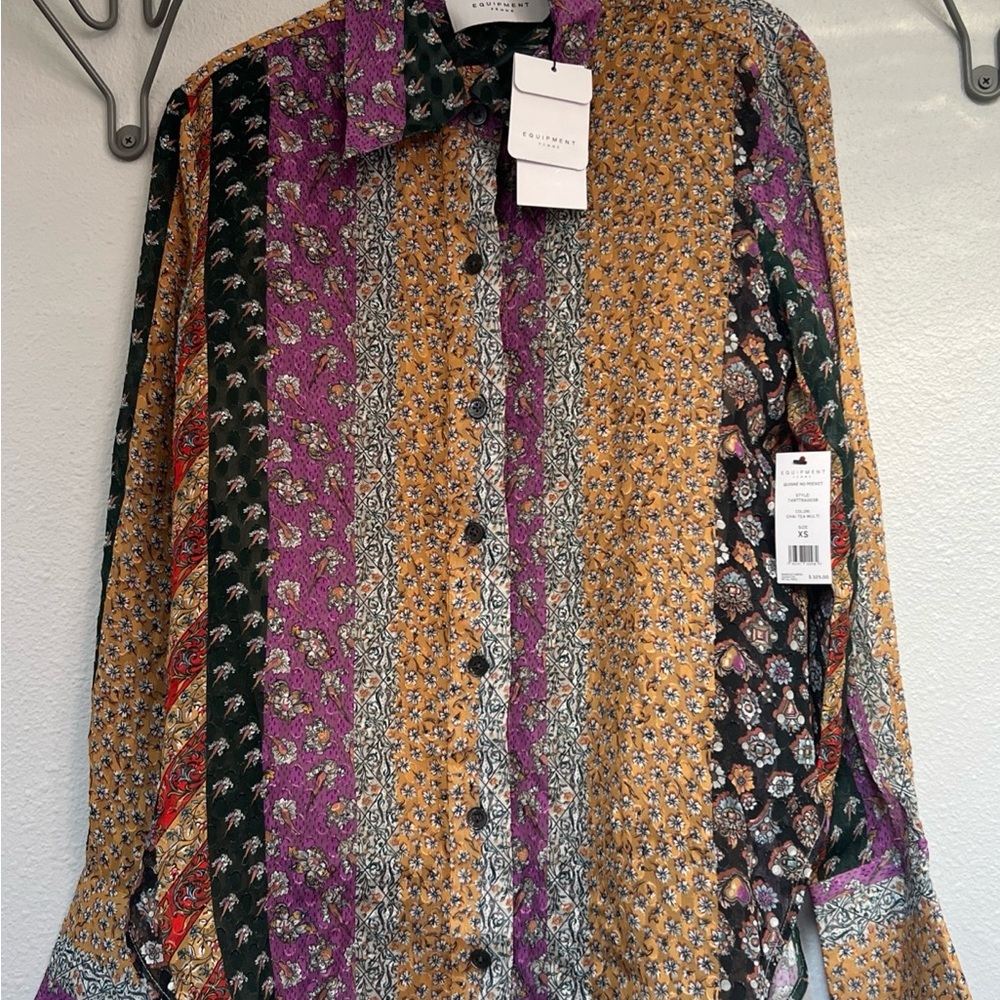 Equipment Femme Quine No Pocket Chai Tea Multicolor Patterned Blouse XS